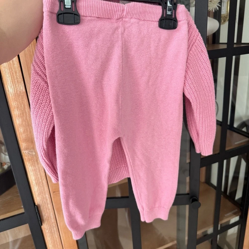 H&M kids knit set toddler baby girl pants leggings chunky sweater bubblegum